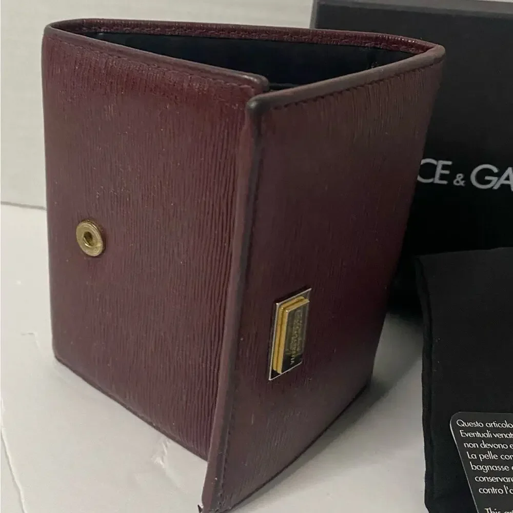 Dolce & Gabbana  burgundy 2 fold wallet with change section signature on front